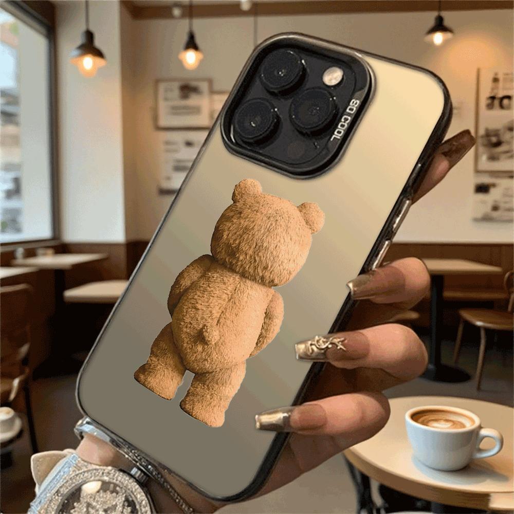 Brown Bear Back View Shockproof Phone Case for Iphone 16 15 14 13 12 11 Pro Max/Mini Anti-Scratch Premium Hard Cover