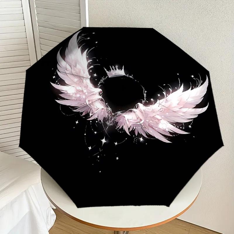 1pc Wings Crown Automatic Open/Close Umbrella Compact Folding Umbrella with 8-Rib Shaft for Women/Men, Portable Travel Umbrella,1169S