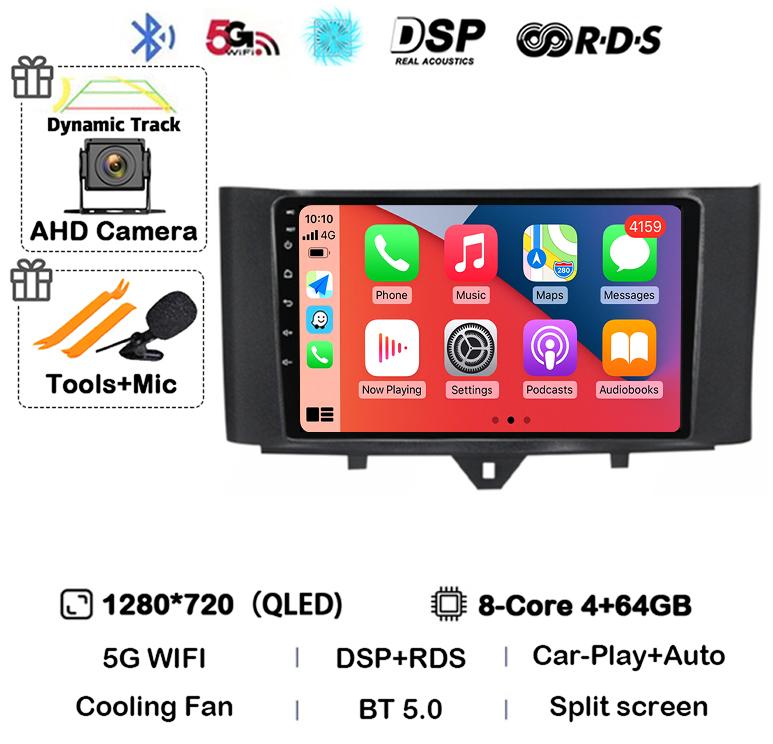 Android 14 Carplay Car Radio For Mercedes Benz Smart Fortwo 2006 -2011 2012 2013 2014 2015 Multimedia Video Player GPS Stereo 4G