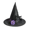 36cm 1Pcs 2025 Halloween Black Folds Witch Hat for Women Men Masquerade Party Carnival Costume Cosplay Props Halloween Decor