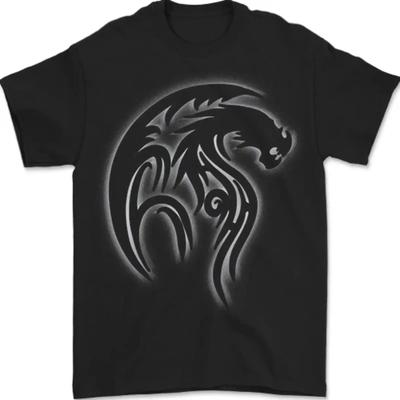 A Tribal Dragon Tattoo Style Unisexs T Shirt 100 Cotton Vintage Versatile Graphic Unisex Stylish Designer Clothes Stretched