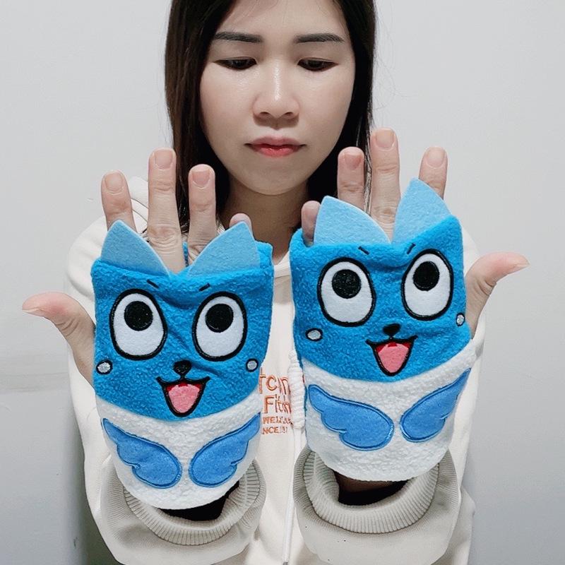 Women s Cute Half-Finger Plush Gloves - Warm Winter Gloves for Girls