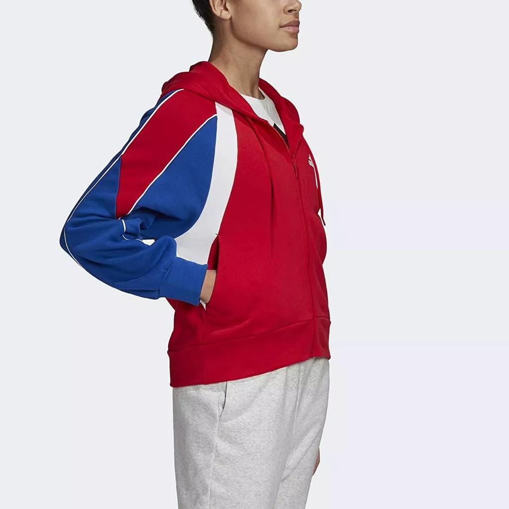 Adidas Colorblock Full Zip Hoodie Women Hoodies Red FS2455