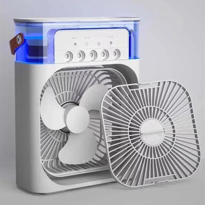 3-in-1 tragbarer Luftbefeuchter, Luftventilator, Klimaanlage, kleiner Haushaltsluftkühler, LED-Nachtlicht-Einstellventilator, Büro- und Heimventilator