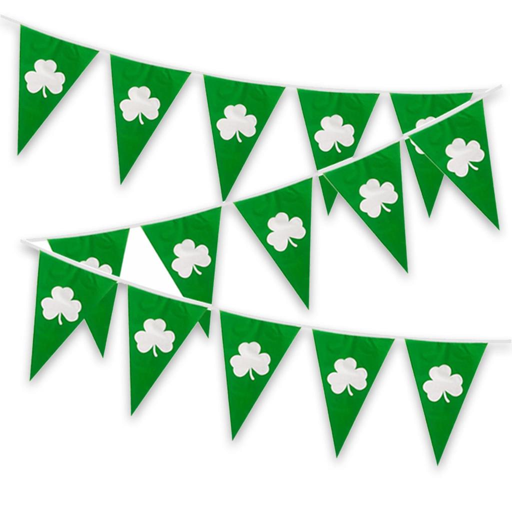 10m St. Patrick's Day Clover Green Triangle Flag Banner