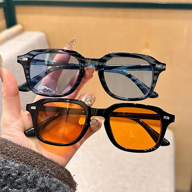 Fashion Retro Square Frame Blue Light Blocking Glasses Office Work Glasses UV Protection Anti-Reflective Computer Sunglasses