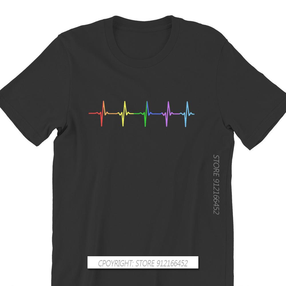 Rainbow Pulse Hearbeat Style TShirt LGBT Pride Month Lesbian Gay Bisexual Transgender Gift Clothes Basic T-Shirt Stuff