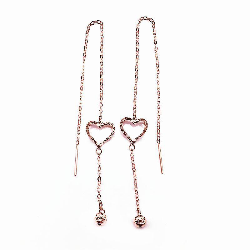 Purple Gold Simple Temperament Heart-Shaped Ball Color Gold Plated Rose Gold Exquisite Earrings