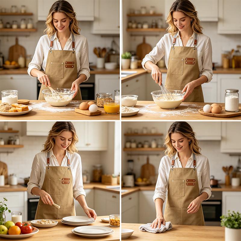 Stylish Cross-Back Waterproof Canvas Apron - Customizable for Coffee Shops, Kitchens, and Gardening