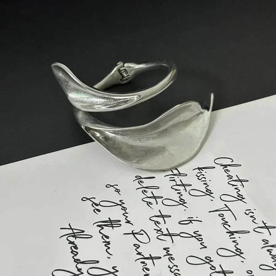 Heavy Exaggerated Metal Leaf Flower Chunky Bracelet Necklace for Women 2024 Trend New Metal Choker Fashion Jewelry Gifts