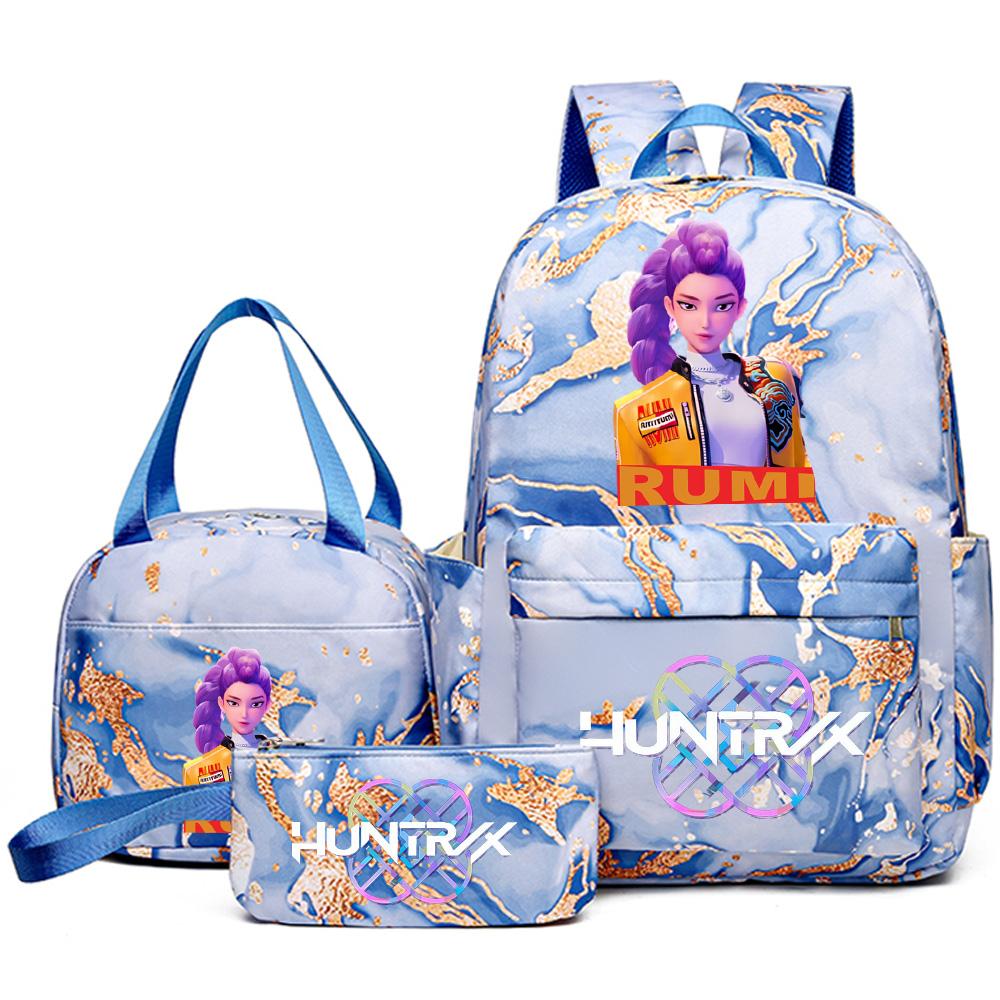 3Pcs/set Anime Demon Hunters Printed Backpack Handbag Pencil Case for Teenager Student Bookbag Schoolbag Women Large Capacity Waterproof Bag