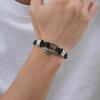 Stylish Leather Bracelet for Men Boys,Black Double Layers Leather Rope Bracelets,Trendy Jewelry Gifts to Dad Husband