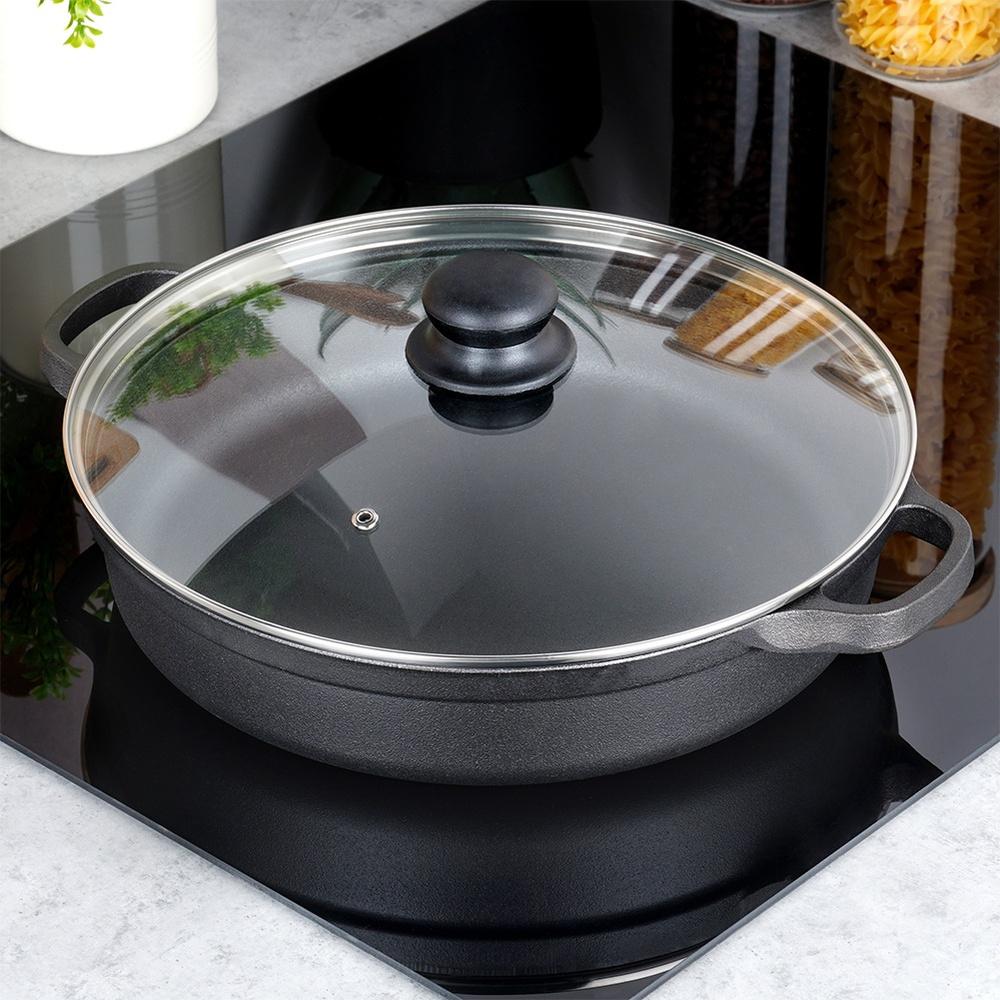 Deep Cast Iron Frying Pan With Glass Lid Cast Line 30 Cm, 3.5 L