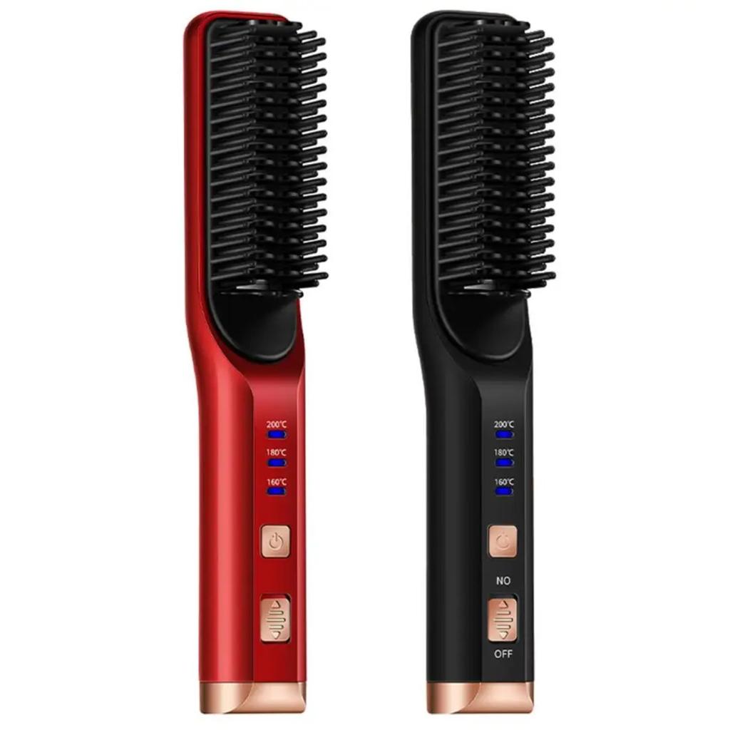 Cordless Beard Straightener Hair Comb Brush USB Rechargeable Wireless Anti Static Quick Heated Hair Straightening Styling Tools