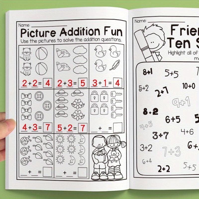 32 pages with 10 or less of addition and subtraction mathematical training