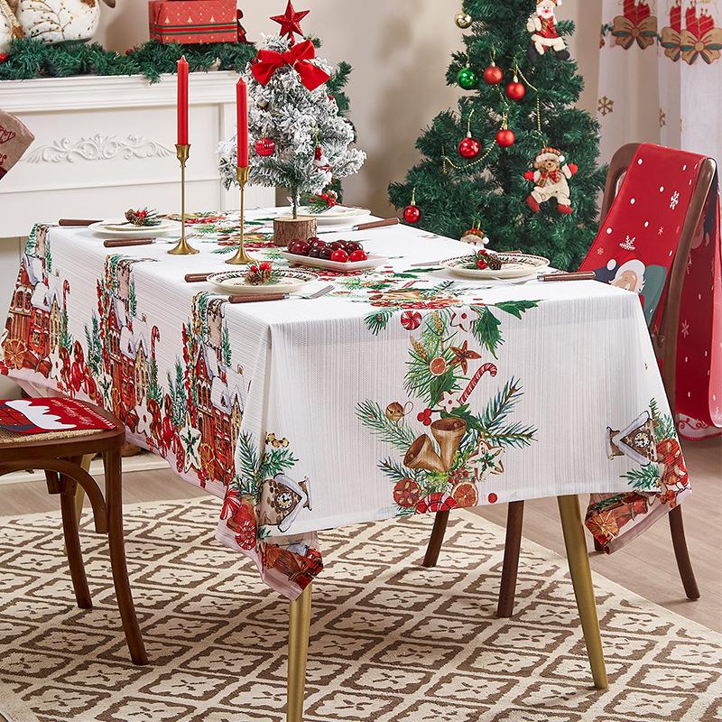Christmas Bell Print Tablecloth Fashion American Style Holiday Table Cover Elegant Home Festival Party Decoration Table Cloth