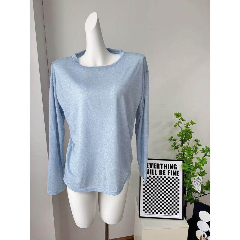 Western Style New Fashion Casual Loose round Neck Long sleeves Shirt Top Loose Long Sleeved Top