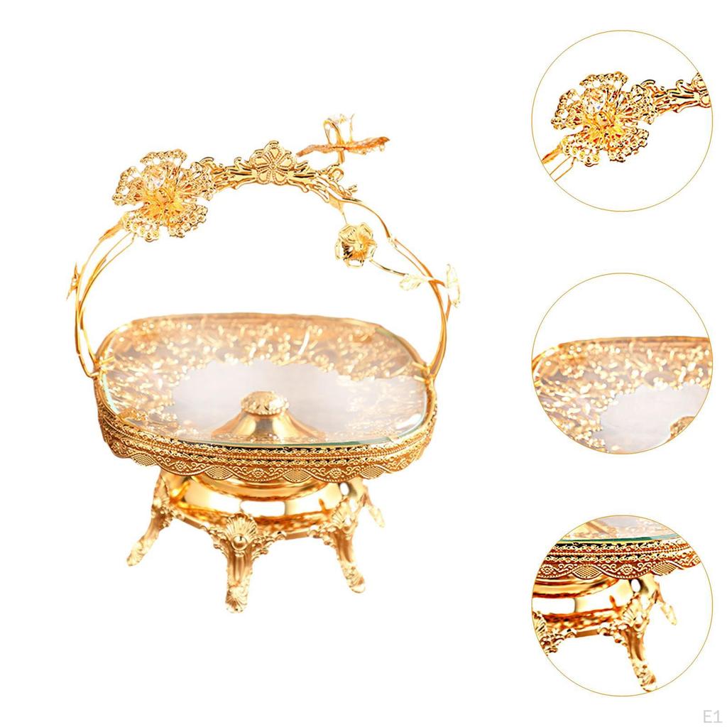 Fruit Tray Ornament with Handle Gifts Dessert Footed Display Basket Snack Holder Cake Stand for