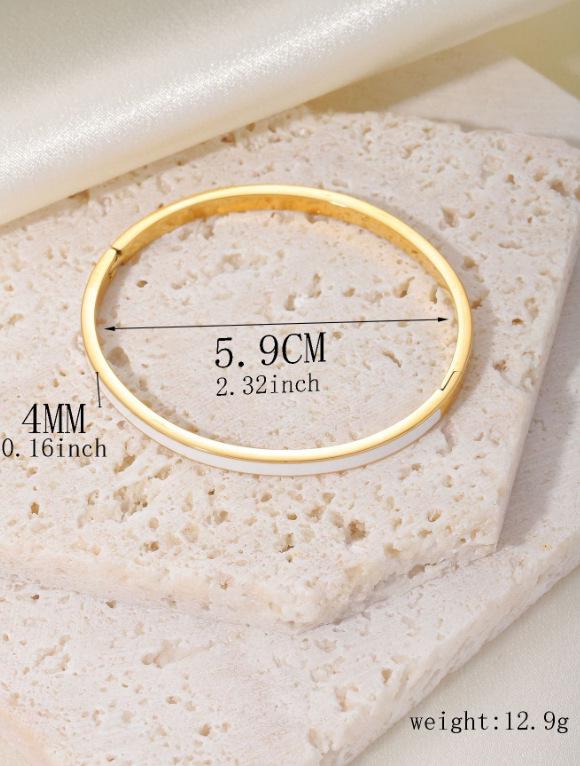 Kvinners 4 mm Gull Emalje Titanstål Armbånd med Spenne