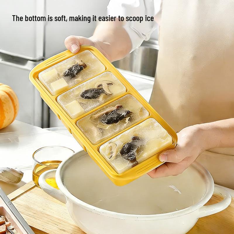 Stampo per Ghiaccio Lungo in Silicone con Coperchio e Ampio Spazio di Conservazione