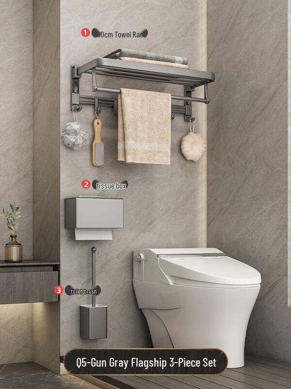 Shixun No-Drill Space Aluminum Bathroom Shelf Set