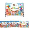 Cocomelon Family Photography Backdrops With Bright Colors For Party Decoration 120*80cm