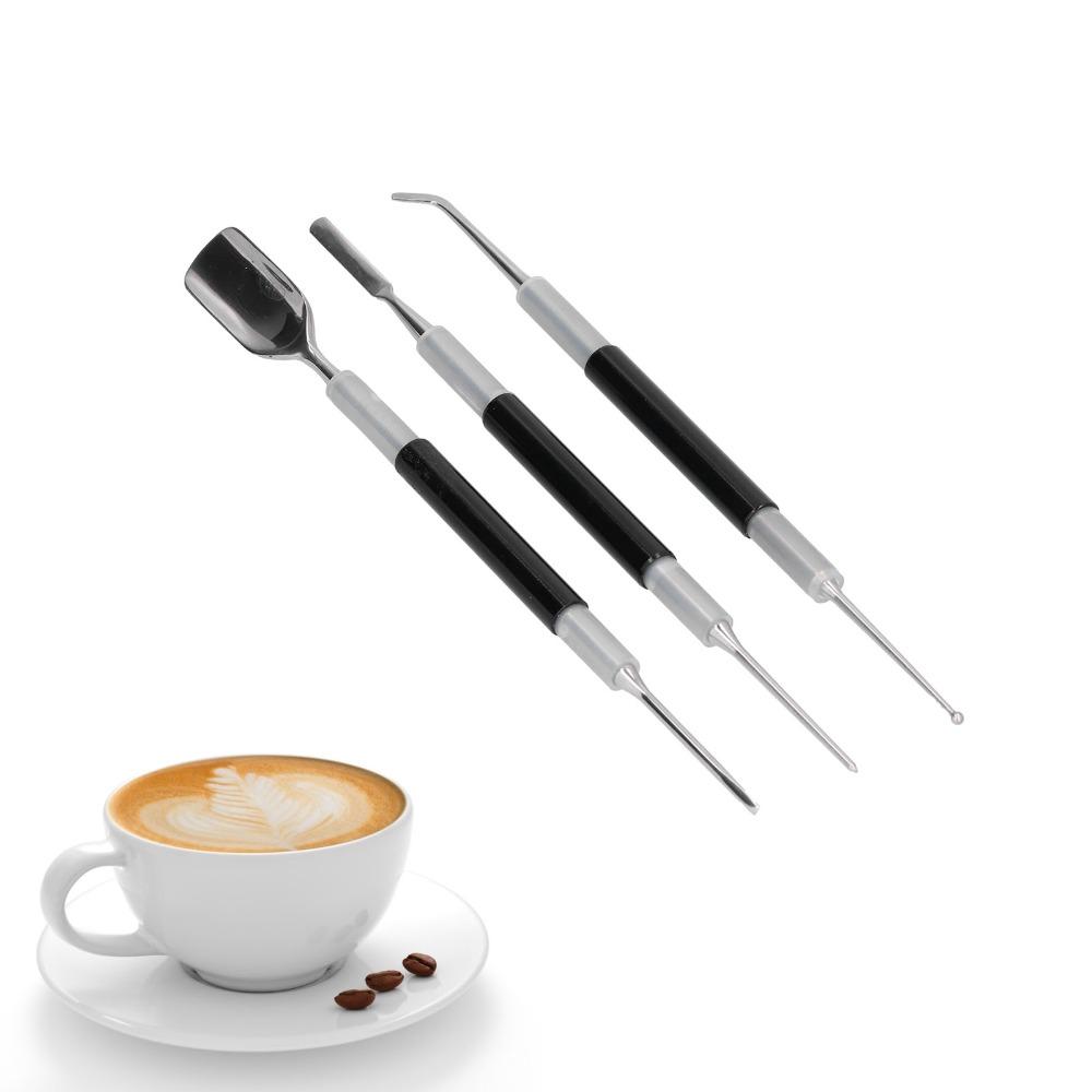 3PCS Set Stainless Steel Latte Art Needle Spoon & Lance Espresso Latte Tools Latte Art