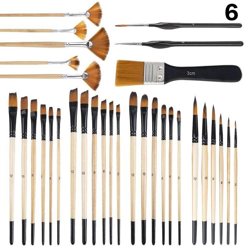 Professionelles Künstler-Pinselset Nylonborsten für Aquarell-, Acryl-, Ölmalerei, Basteln & Gesichts-Körper-Handwerk Hakenlinie