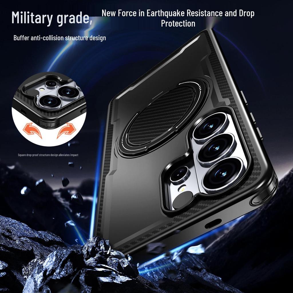 Samsung S26 Ultra Multifunctional Phone Case with Rotating Ring & Magnetic Stand - S25 Protective Cover