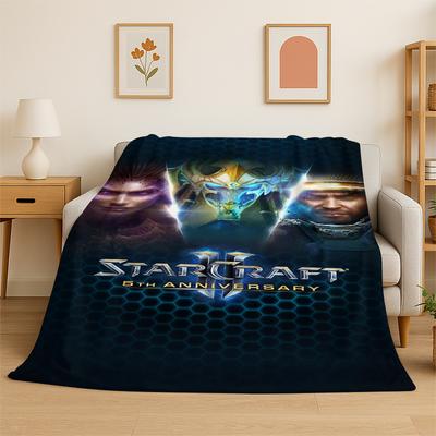 Retro StarCraft Game Gamer Cartoon Flannel Blanket Soft Warm Throw Blanket for Bedroom Living Room Bed Travel Camping Picnic