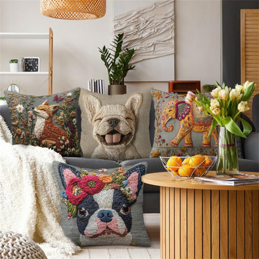 Retro Animal Print Pillow Cover, Home Living Room Sofa Pillowcase, Cushion