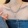 Starlight Necklace, Quadrilateral Star Pendant Double-layered Layered Necklace, Women's Summer Accessory Collar Chain