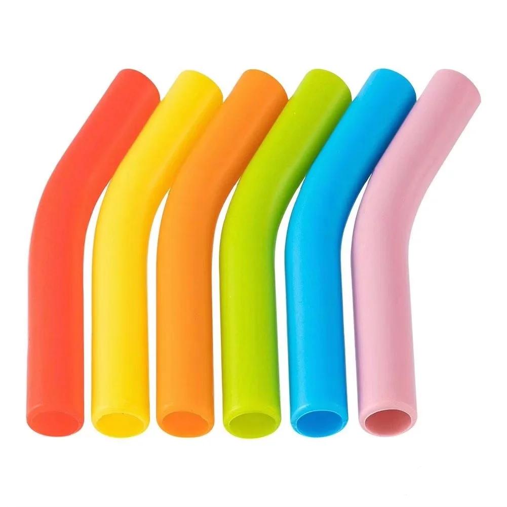 6pcs New High-end Metal Silicone Straw Covers 8mm Outer Diameter Food Grade Rubber Straw Covers Flex Elbow Hydraflow Straw