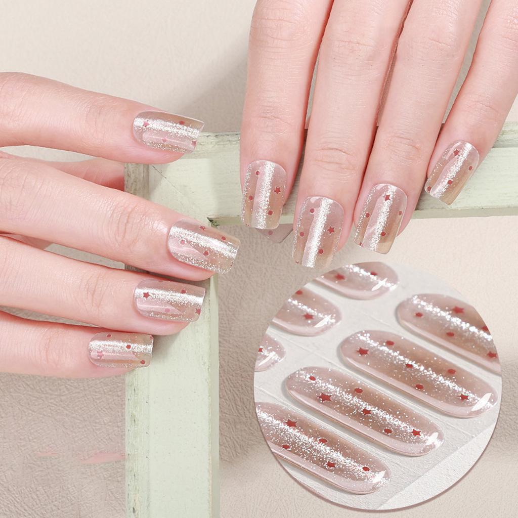 Gel Nail Stickers Full Cover Self Adhesive French Manicure Strips Quick Apply No UV Light Required Salon Quality