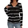 Women's Casual Fashion V-Neck Raglan Pleated Floral Print Long Sleeve Top