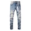 Mens Slim Fit Jeans Punk Style Distressed Printed Denim Pants Teens Casual Wear
