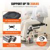 Shower Commode Wheelchair with 4 Lockable Wheels, Footrests, Flip-up Arms, 3-Level Adjustable Height, 5L Removable Bucket, 350 LBS Capacity, Commode