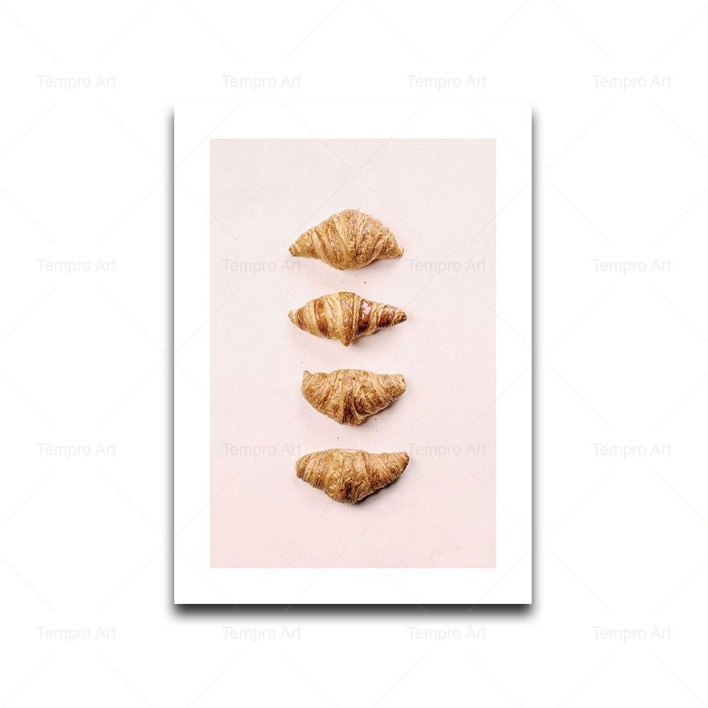 Pink Food Drink Poster Coffee Cake Cookie Macarons Croissant Canvas Painting Wall Art Pictures Kitchen Cafe Home Decor Aesthetic