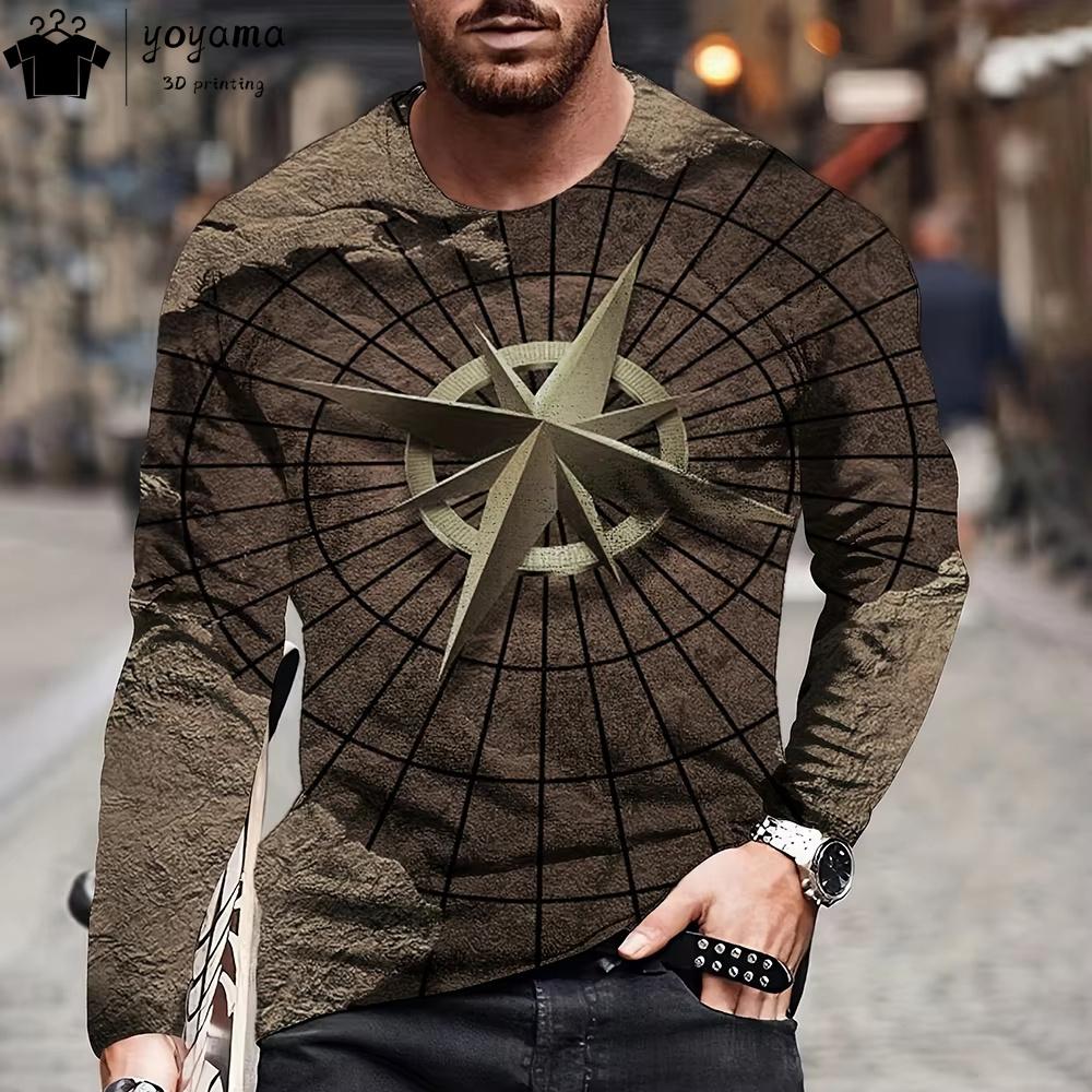 

Мужская футболка с длинным рукавом и круглым вырезом в винтажном стиле. Мужская одежда. Футболки с винтажной графикой и 3D-принтом. Дышащие футболки для мужчин. 6XL