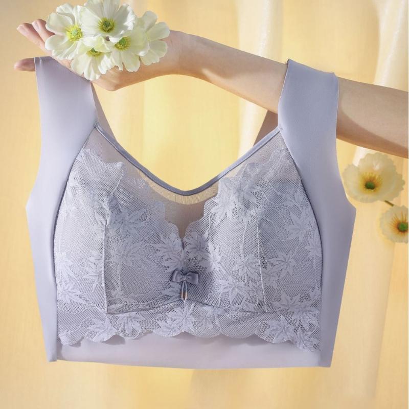 Sutiã de renda sem costura, lindo, costas, sexy, peito, envoltório, anti-exposição, franzido, respirável, roupa íntima de uma peça