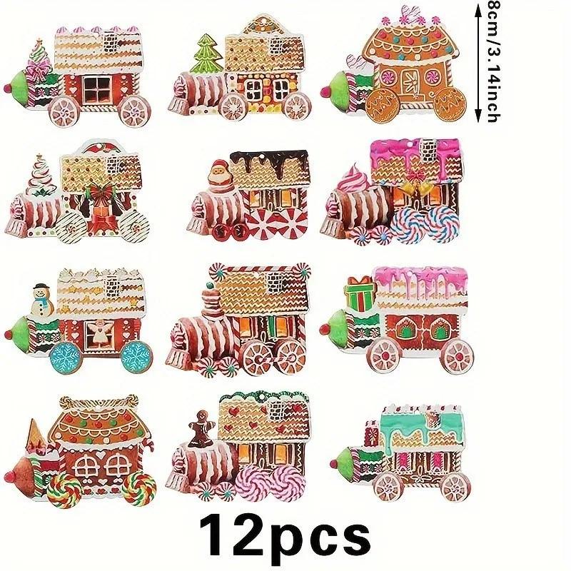 Christmas Tree Hanging Ornaments Wooden House Decor Xmas Painted Wood Pendants for Holiday Home Decoration
