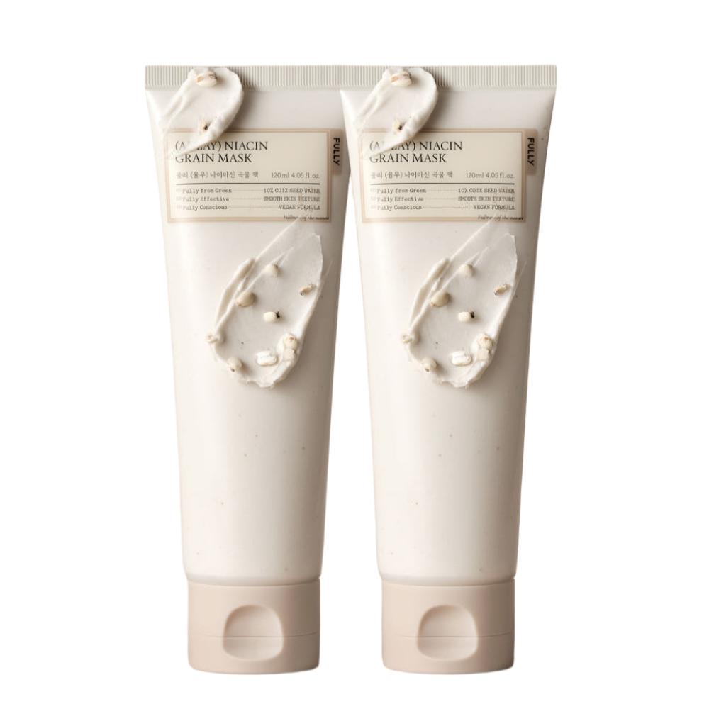 FULLY Job s Tears Niacin Grain Pack 120ml + 120ml Duo Set Wash Off Mask Skin Brightening Pore Clarifying Vegan K-Beauty
