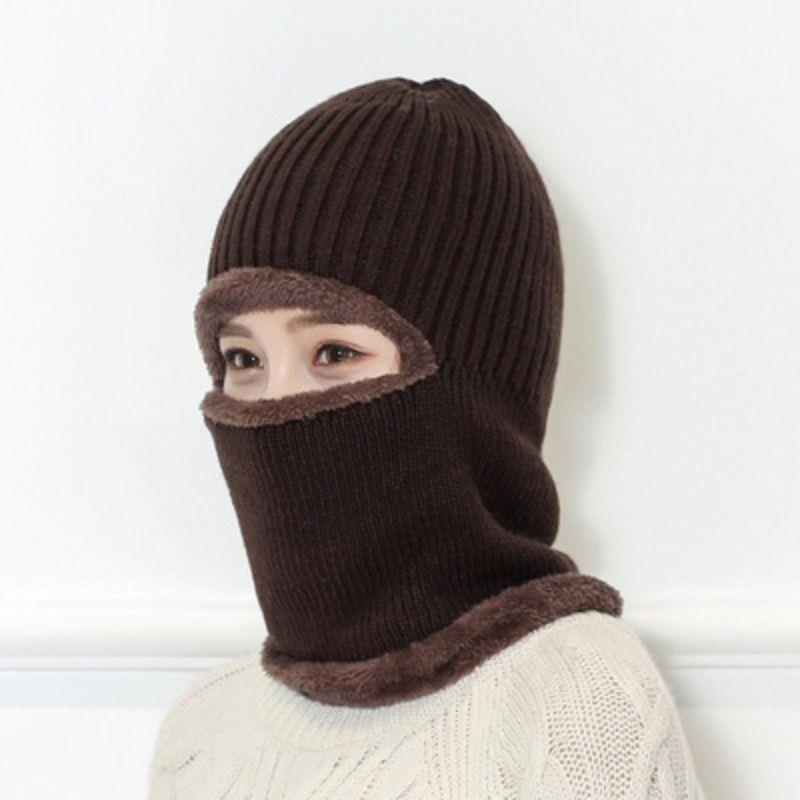 Winter, Unisex, Knitted, Pullover Hat, Masked, Warm and Plush, Thick Windproof, Cycling Ear Protection Hat, Winter Hat