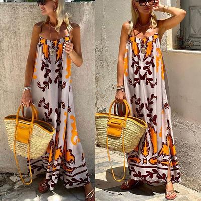 S32246 Europäisches/Amerikanisches Sexy Print Trägerkleid für Frühling Sommer, Lässig Locker Urlaubsbekleidung