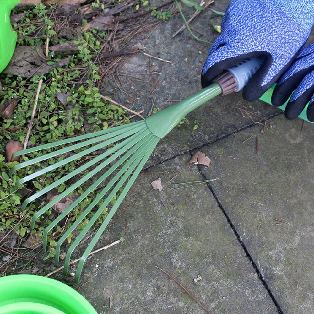 Iron 9Teeth Garden Rake 15.5 Inch Leaf Broom Cleaning Rake Hand Rake  Yard