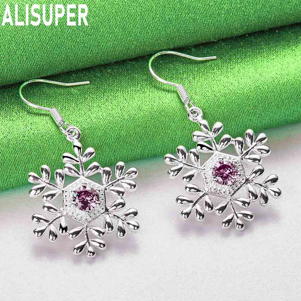 925 Sterling Silver Luxury AAA Zircon Snowflake Earrings - Stylish Evening Jewelry