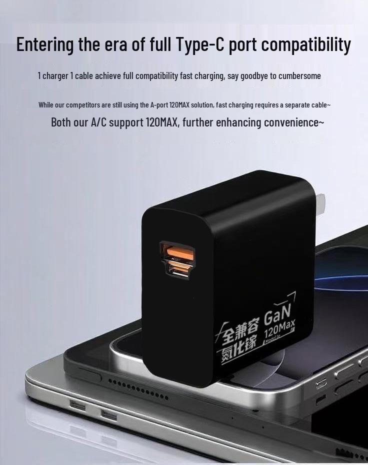120W GaN Schnellladegerät für Xiaomi, Huawei, Apple, VIVO, OPPO, Honor Laptops