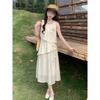 French Sleeveless Sweet Wind Milk Yellow Dress Female Design Sense Gentle Lotus Leaf Edge Super Fairy Fresh Long Dress Summer