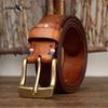 Retro Personality Trend Men's Genuine Leather Top Layer Cowhide Copper Buckle Men's Jeans Belt