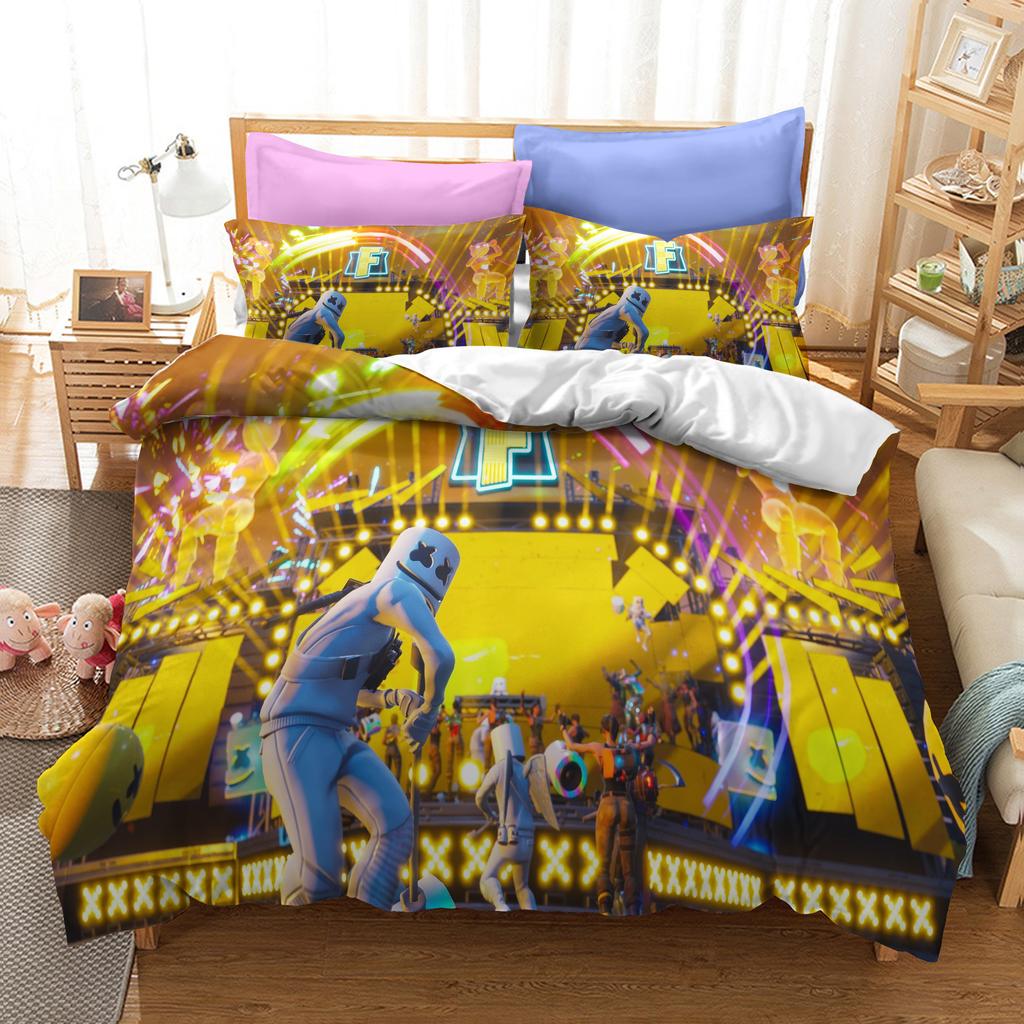 Home Textile Bedding Three-Piece Set 3D Digital Printing Cartoon Marshmallow Quilt Cover Pillowcase